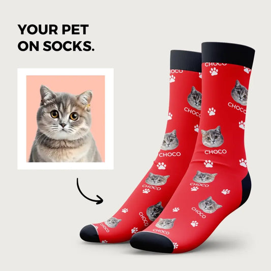 Custom Cat & Dog Photo Bomb Socks - Personalized Pet Comfort & Style