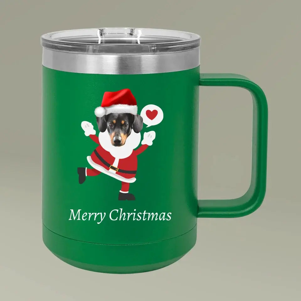 Christmas Dog Photo Coffee Mug Tumbler, 15oz Printify