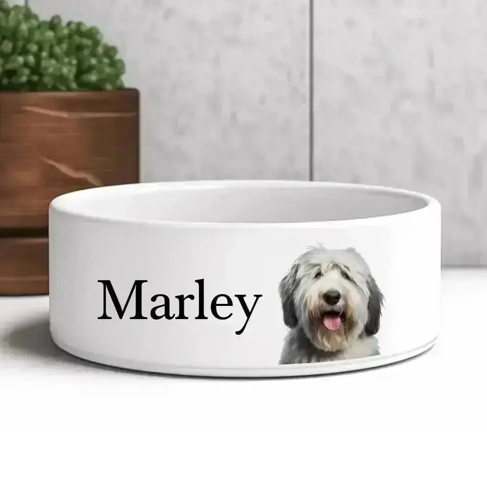 Custom Personalised Pet Photo and Name Bowl - Shaggy Chic