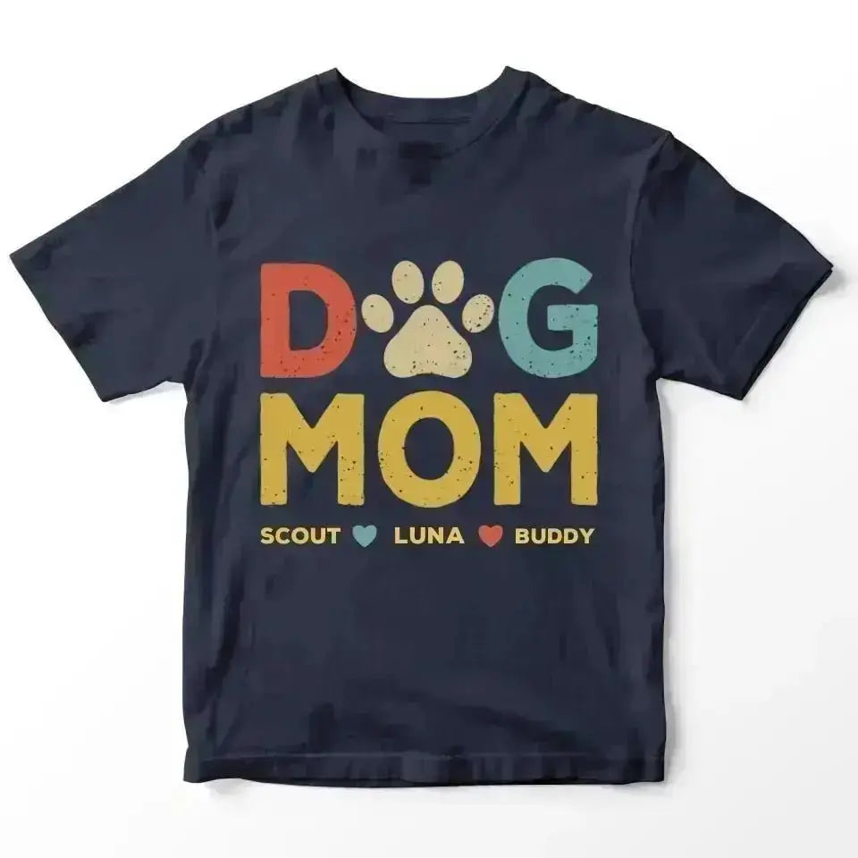 Custom Personalized Names Dog Mom T-Shirt - Shaggy Chic