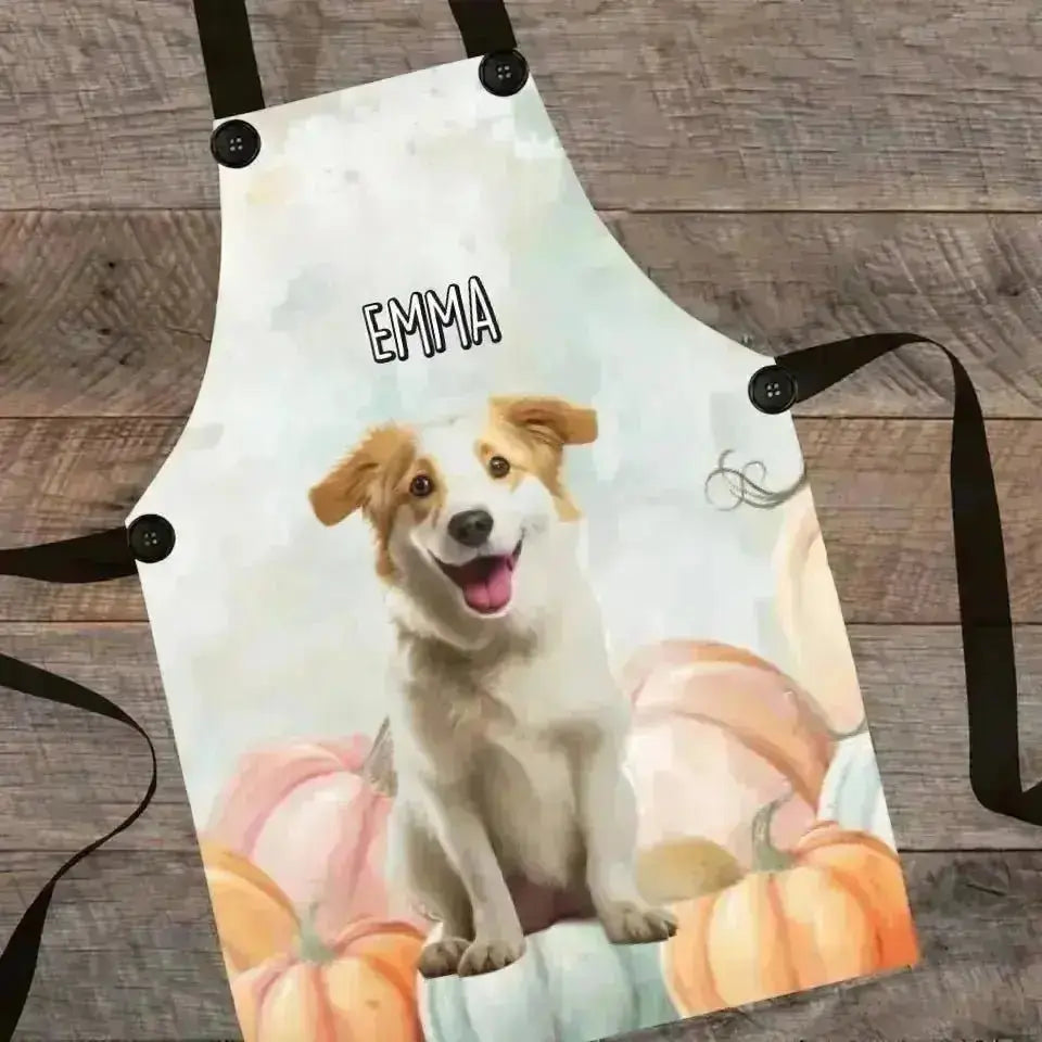 Custom Personalized Pastel Pumpkin Style Dog Photo Apron - Shaggy Chic