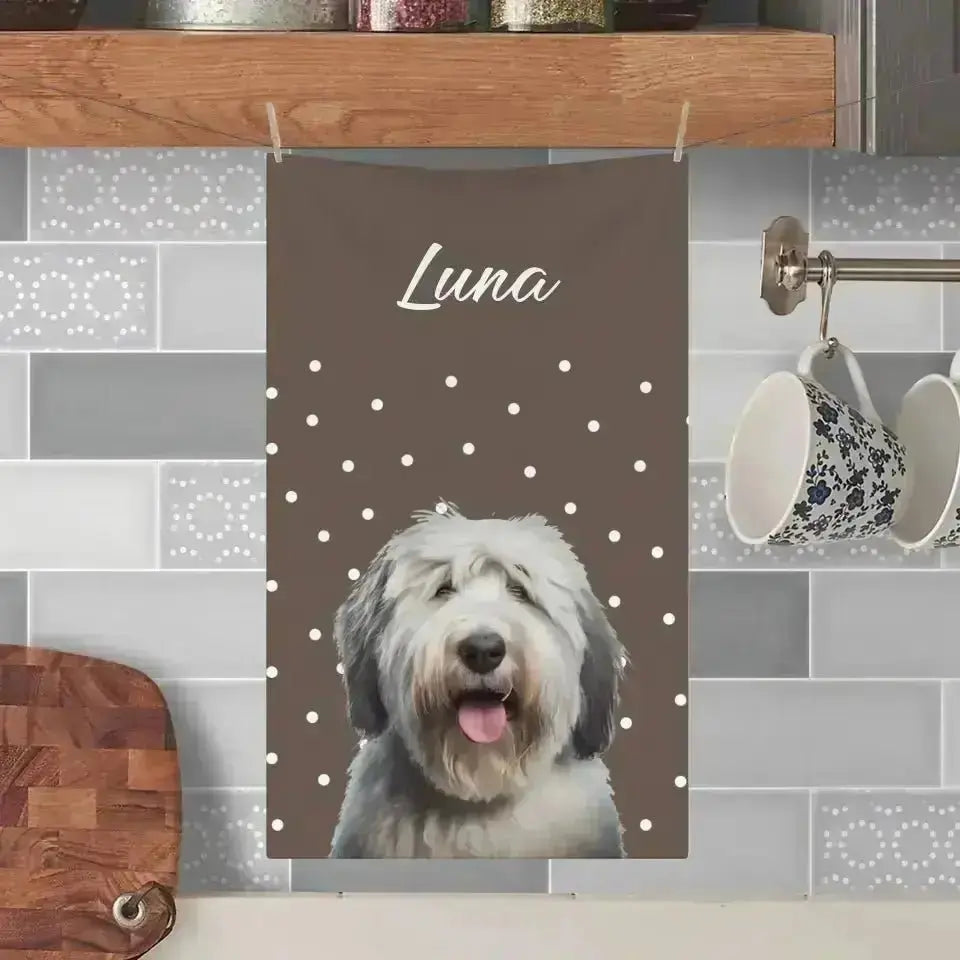 Custom Personalized Pet Photo Kitchen Towel - Shaggy Chic