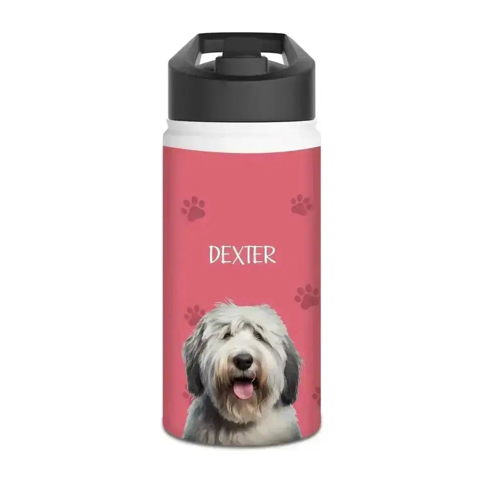 Custom Personalized Pet Photo Stainless Steel Water Bottle - Shaggy Chic