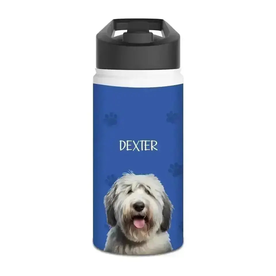 Custom Personalized Pet Photo Stainless Steel Water Bottle - Shaggy Chic