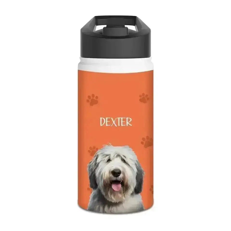 Custom Personalized Pet Photo Stainless Steel Water Bottle - Shaggy Chic