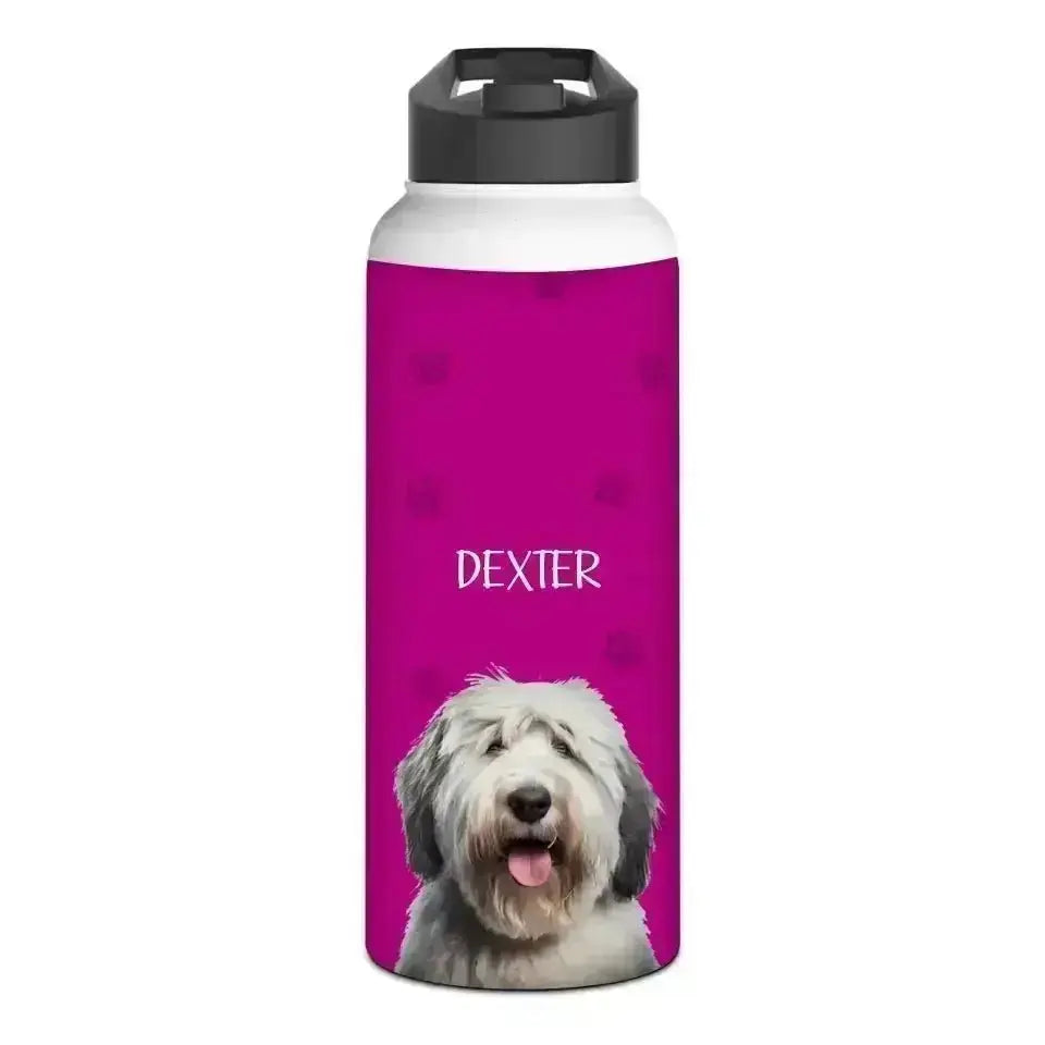 Custom Personalized Pet Photo Stainless Steel Water Bottle - Shaggy Chic