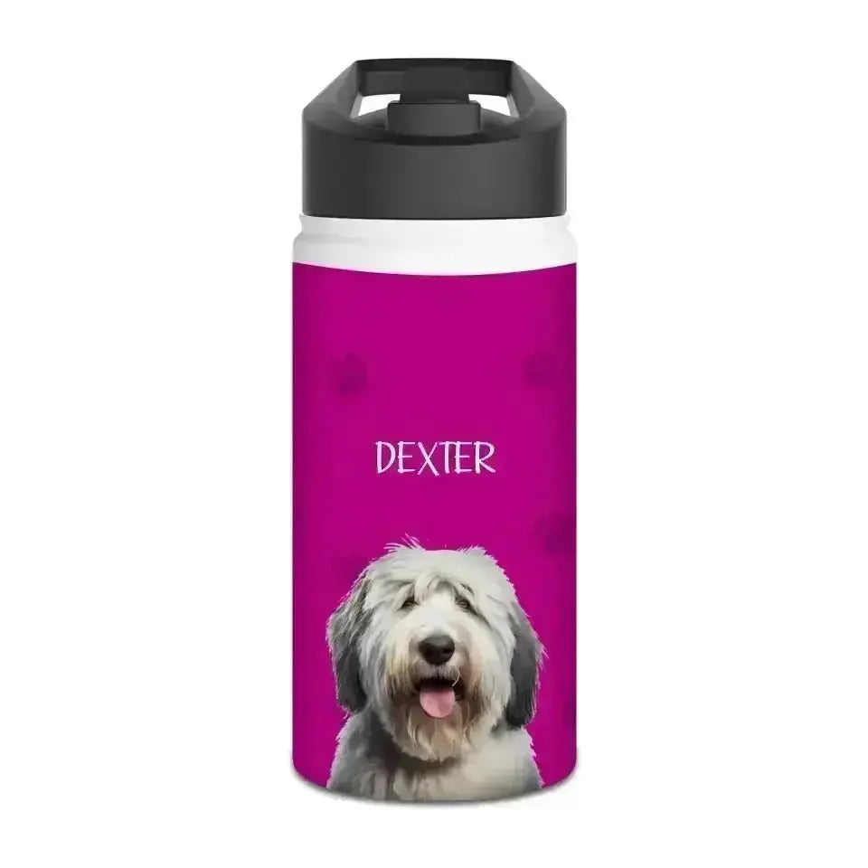 Custom Personalized Pet Photo Stainless Steel Water Bottle - Shaggy Chic