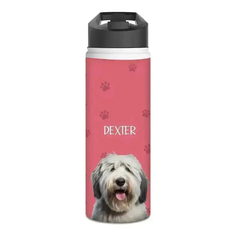 Custom Personalized Pet Photo Stainless Steel Water Bottle - Shaggy Chic