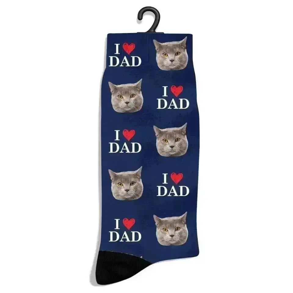 Custom Personalized Photo Socks - Gift for Men, Cat Dad & Dog Dad - Shaggy Chic