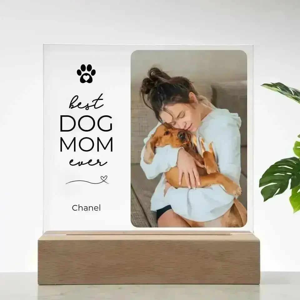 Custom Pet Photo Mothers Day Gift for Dog Mom - Acrylic Square Plaque - Shaggy Chic