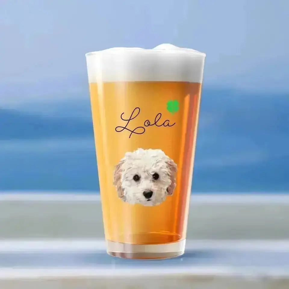 Custom Pet Photo Pint Glass - Shaggy Chic