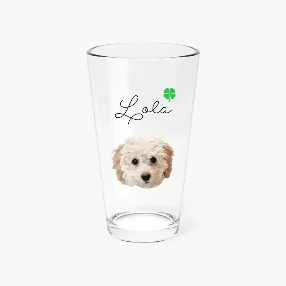 Custom Pet Photo Pint Glass - Shaggy Chic