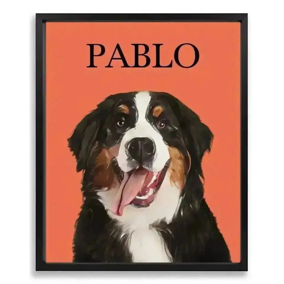 Custom Pet Portrait - Cartoon Framed Poster - Shaggy Chic