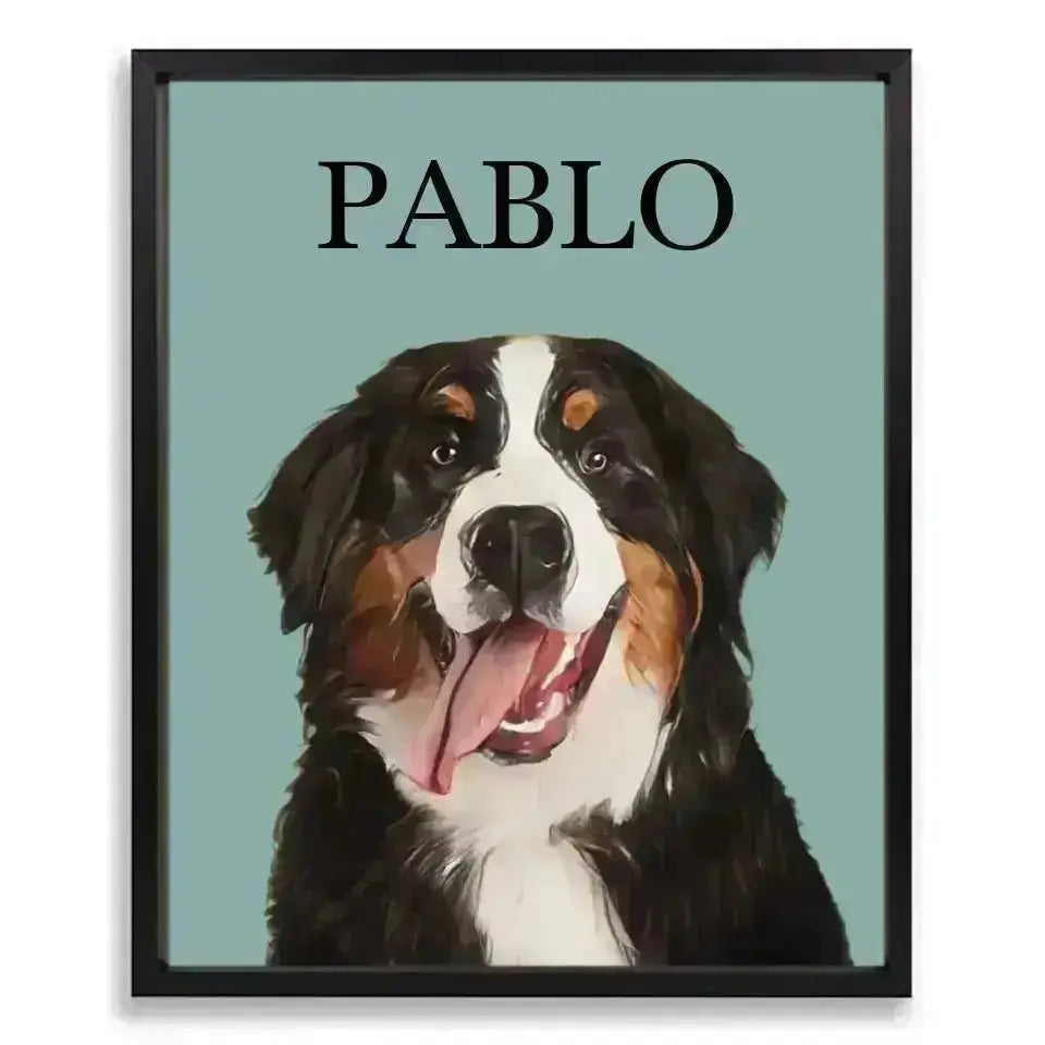 Custom Pet Portrait - Cartoon Framed Poster - Shaggy Chic