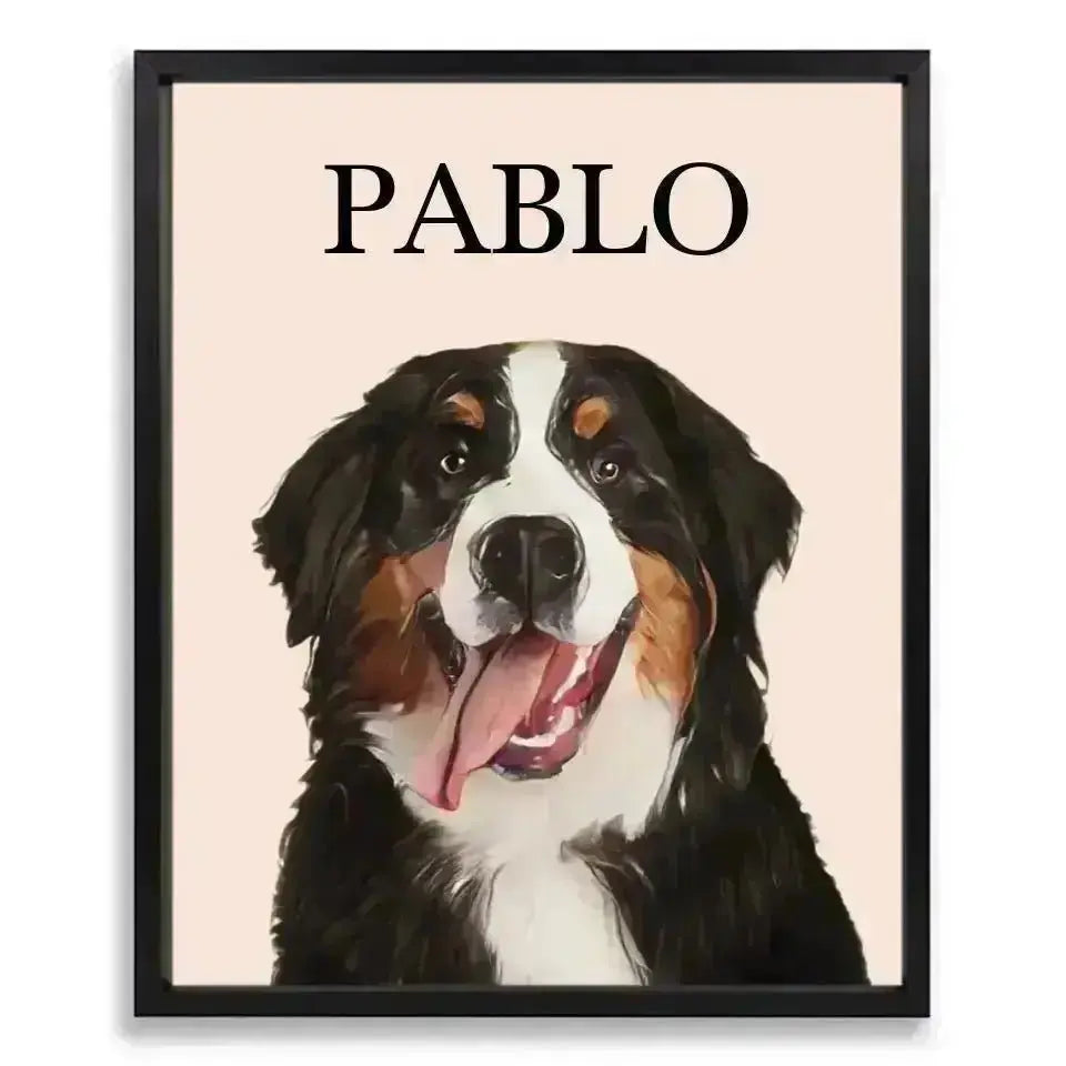 Custom Pet Portrait - Cartoon Framed Poster - Shaggy Chic