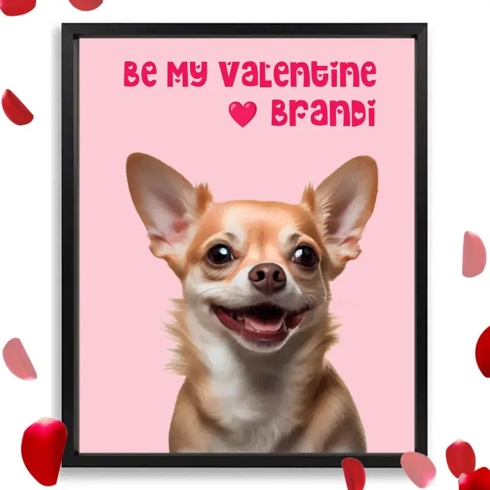 Custom Valentine Pet Portrait Poster with Frame Printify