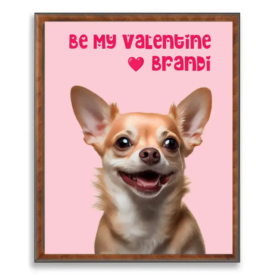 Custom Valentine Pet Portrait Poster with Frame Printify