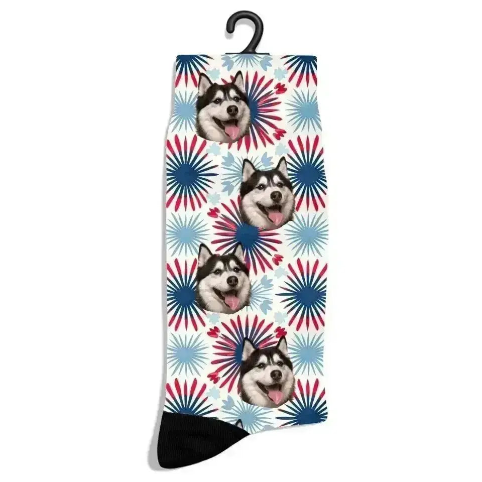 Personalized 4th July Pattern Pet Socks - Shaggy Chic