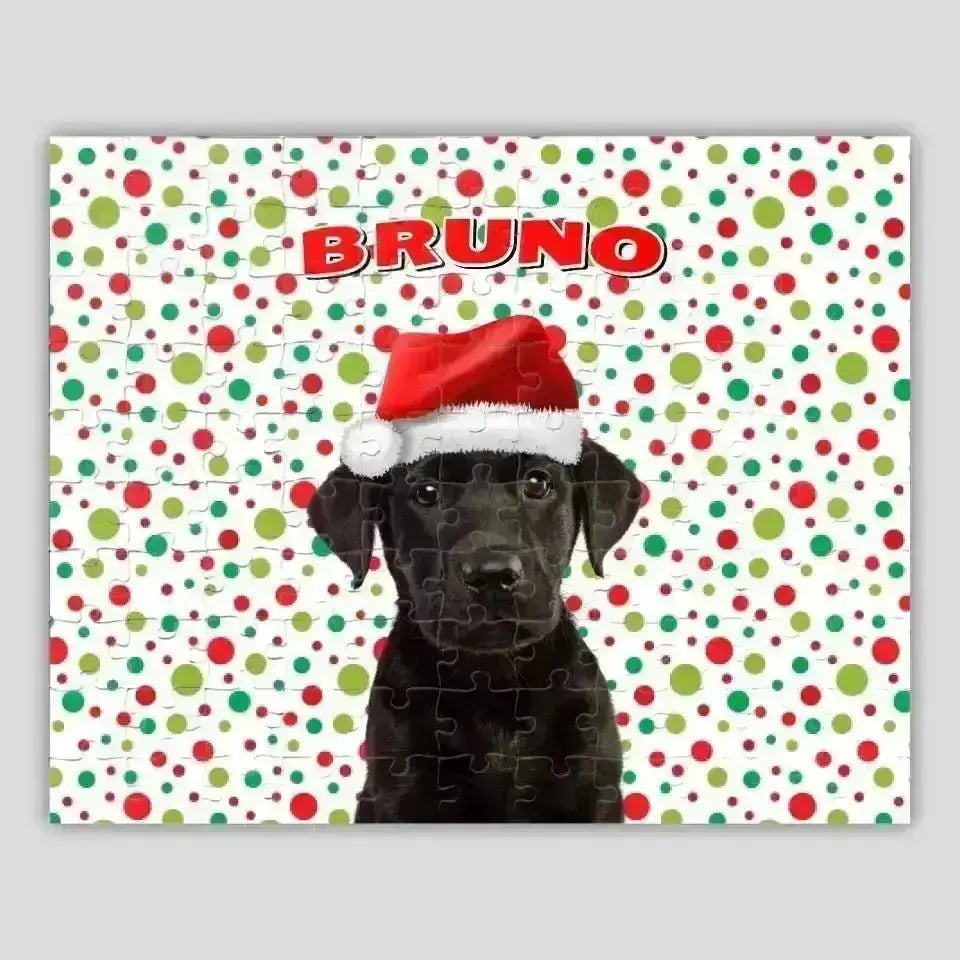 Personalized Christmas Pattern Dog Photo Puzzle - Shaggy Chic