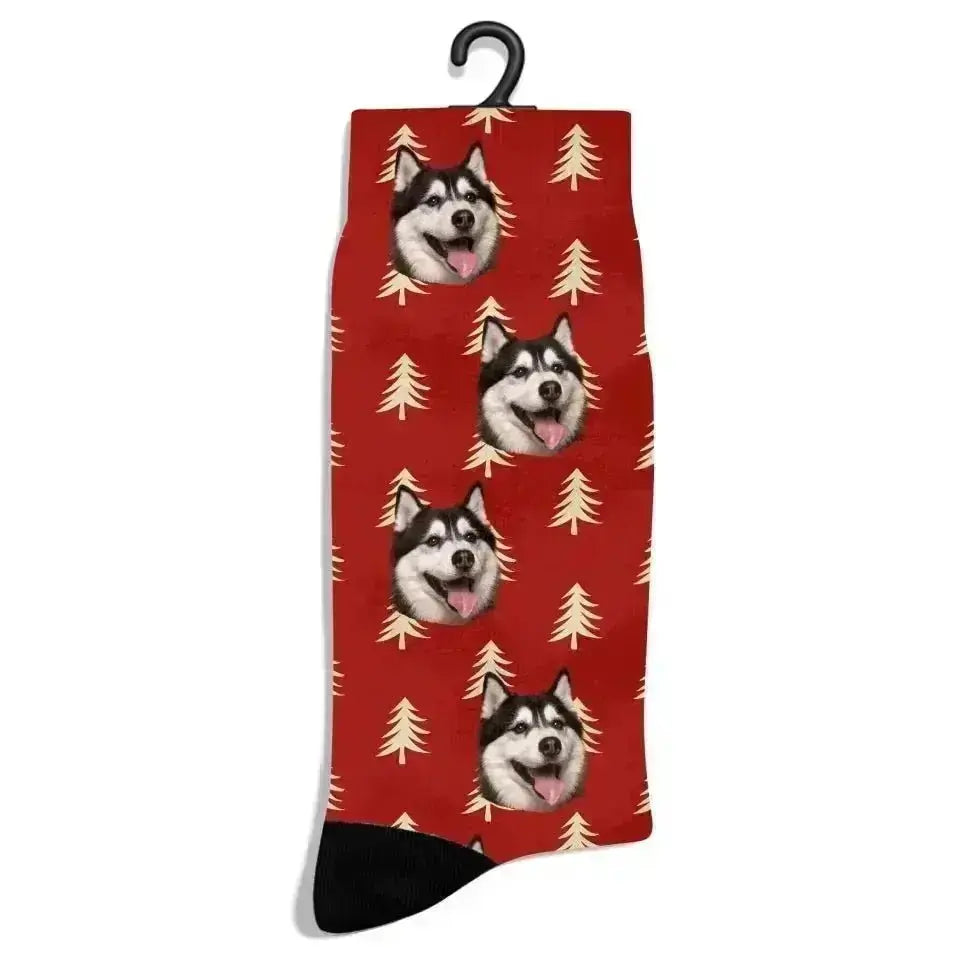 Personalized Christmas Pattern Pet Photo Socks - Shaggy Chic