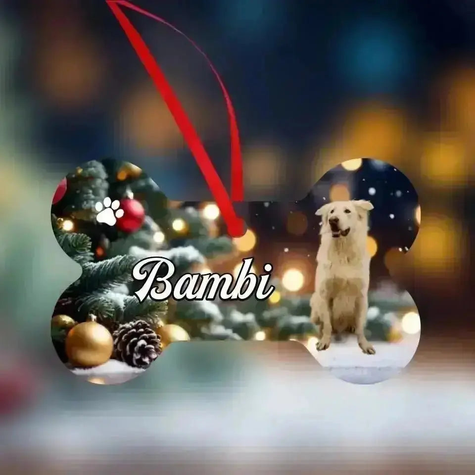 Personalized Dog Name Bone Shape Aluminum Ornaments - Shaggy Chic