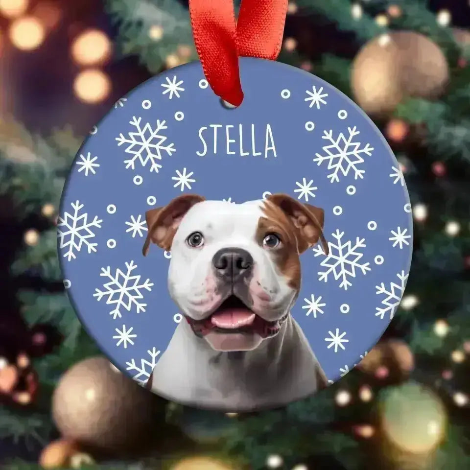 Personalized Dog Photo Acrylic Ornament with Ribbon - Shaggy Chic