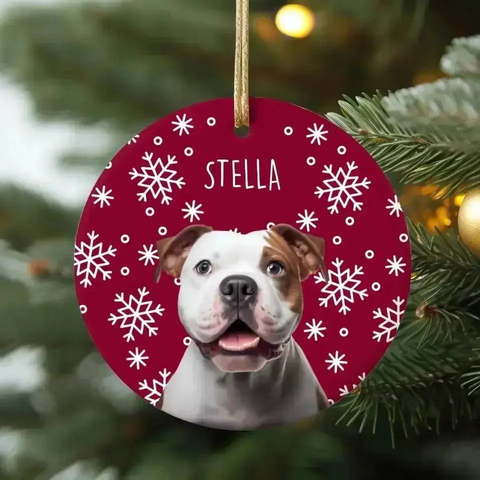 Personalized Dog Photo Ceramic Ornament - Shaggy Chic