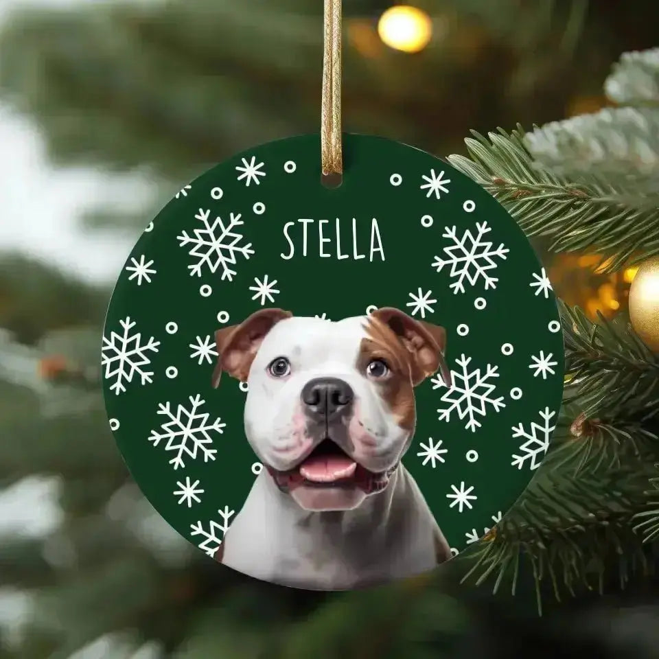 Personalized Dog Photo Ceramic Ornament - Shaggy Chic