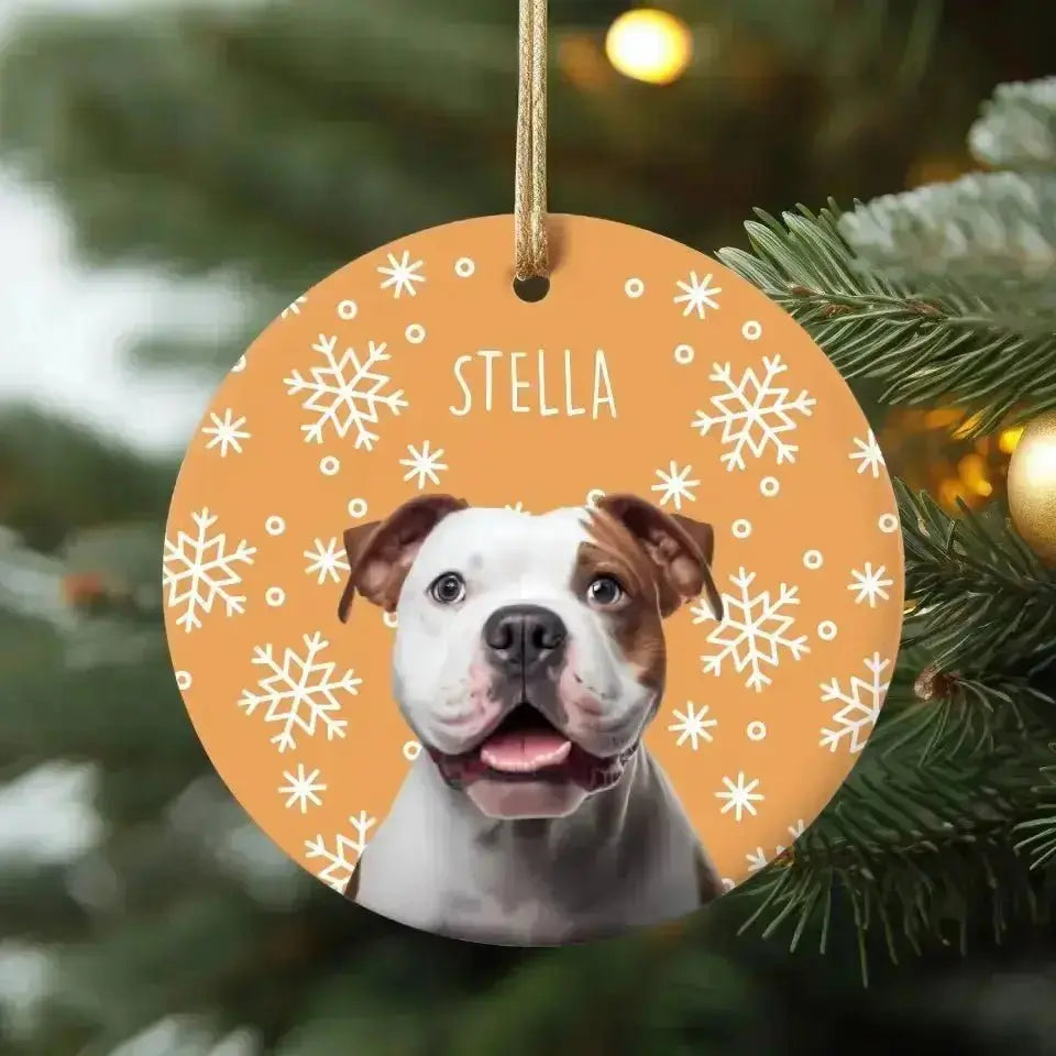 Personalized Dog Photo Ceramic Ornament - Shaggy Chic