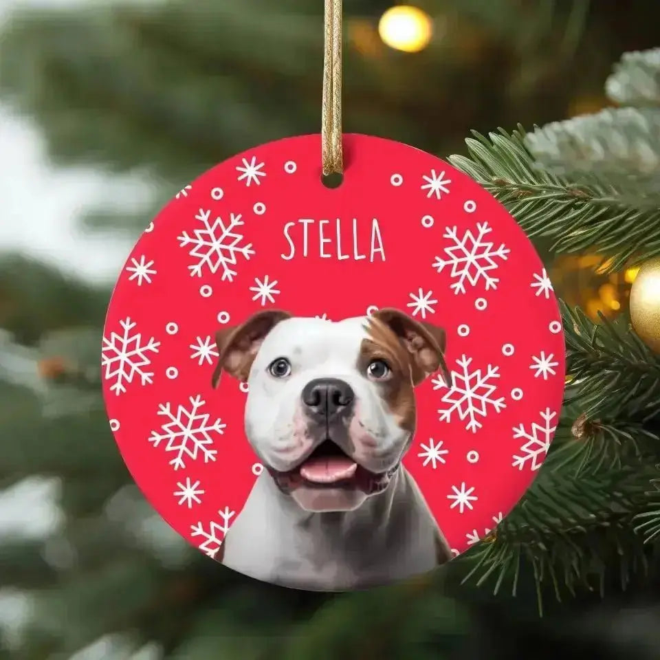 Personalized Dog Photo Ceramic Ornament - Shaggy Chic