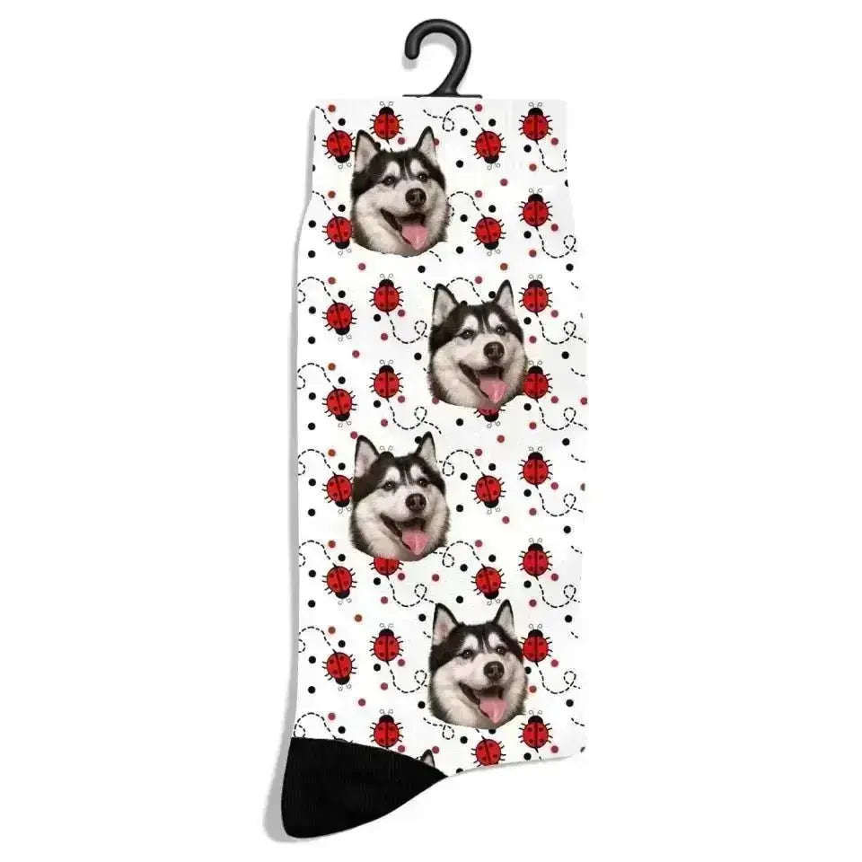 Personalized Ladybug Pattern Pet Socks - Shaggy Chic