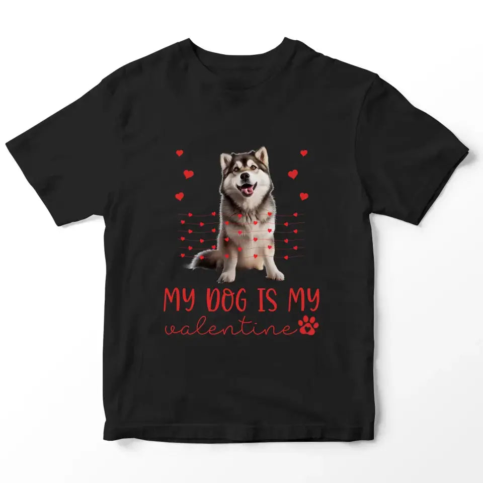 Personalized My Dog Is My Valentine T-Shirt - Custom Pet Photo Valentines Day Shirt For Pet Owners Printify