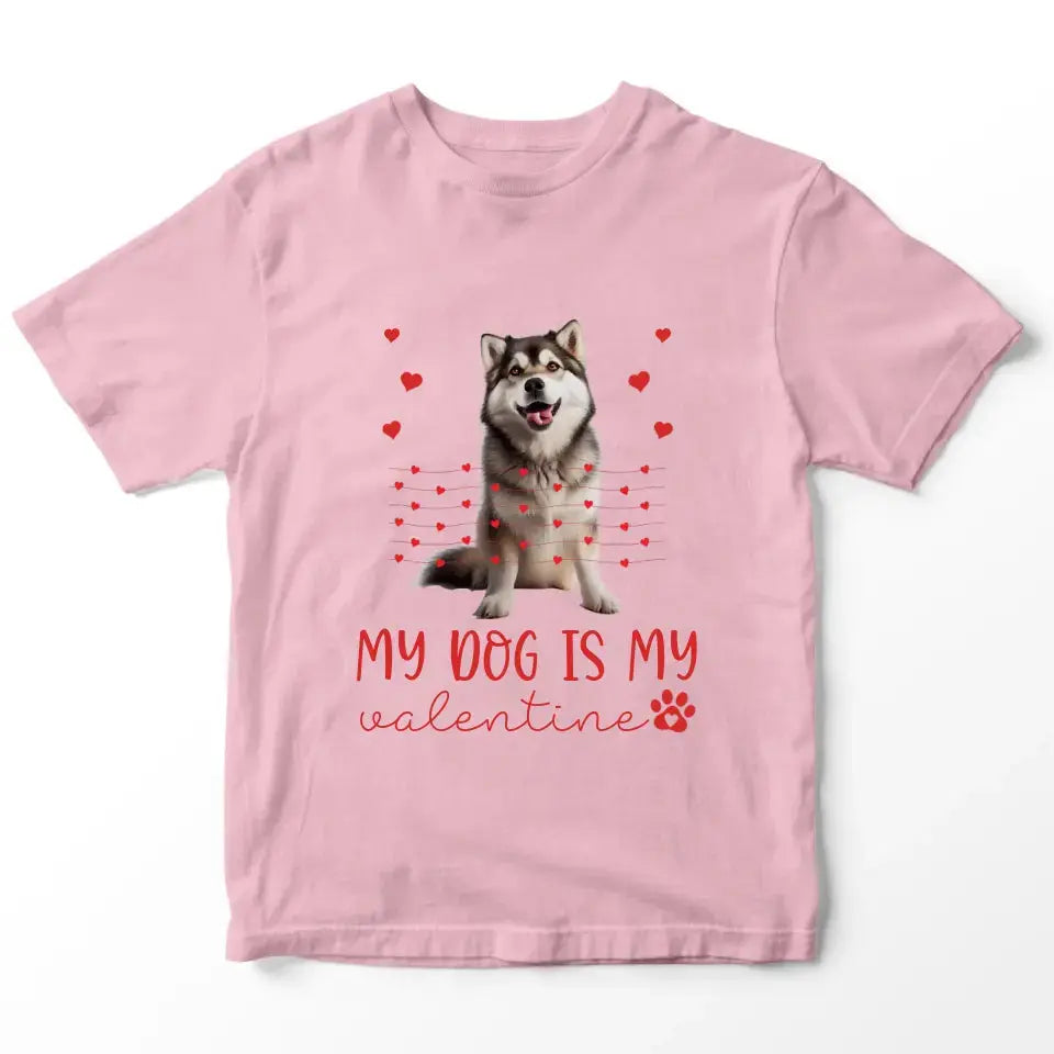 Personalized My Dog Is My Valentine T-Shirt - Custom Pet Photo Valentines Day Shirt For Pet Owners Printify