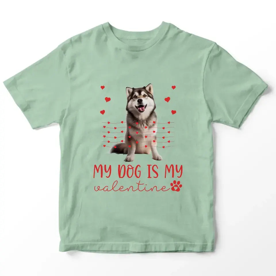 Personalized My Dog Is My Valentine T-Shirt - Custom Pet Photo Valentines Day Shirt For Pet Owners Printify