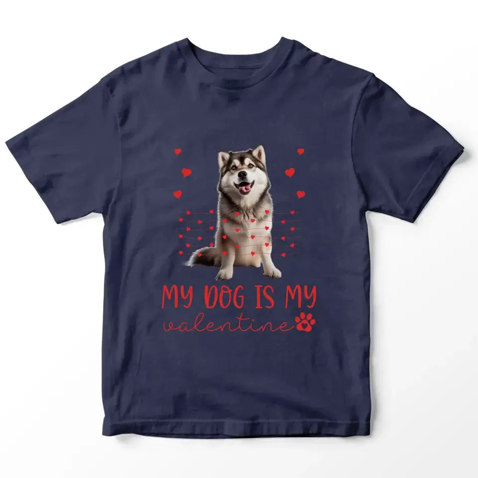 Personalized My Dog Is My Valentine T-Shirt - Custom Pet Photo Valentines Day Shirt For Pet Owners Printify