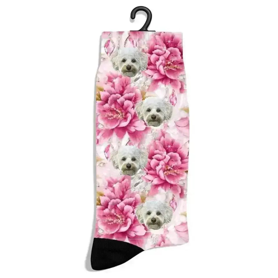 Personalized Pink Luxury Pattern Pet Socks - Shaggy Chic