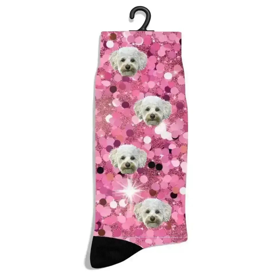 Personalized Pink Luxury Pattern Pet Socks - Shaggy Chic