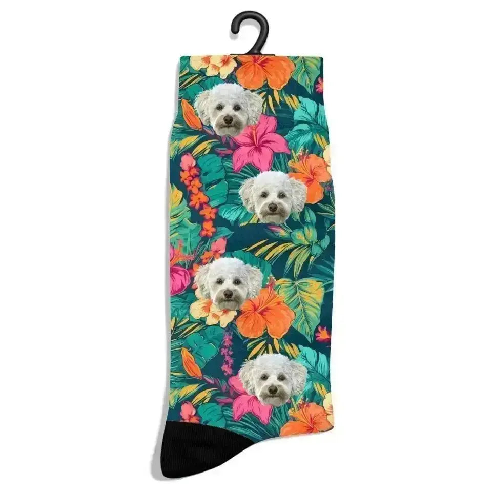 Personalized Tropical Pattern Pet Socks - Shaggy Chic