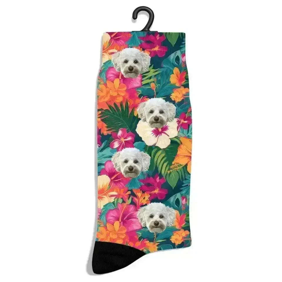 Personalized Tropical Pattern Pet Socks - Shaggy Chic