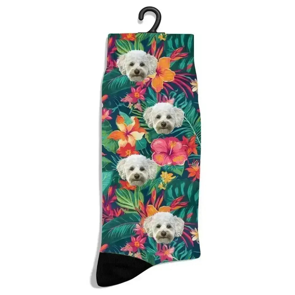 Personalized Tropical Pattern Pet Socks - Shaggy Chic