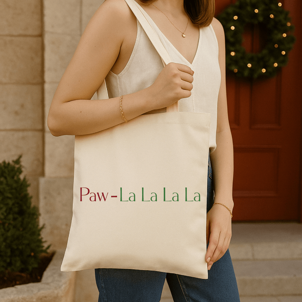 Canvas Tote Bag – 'Paw - La La La La' Cute Pet Holiday Tote - Shaggy Chic