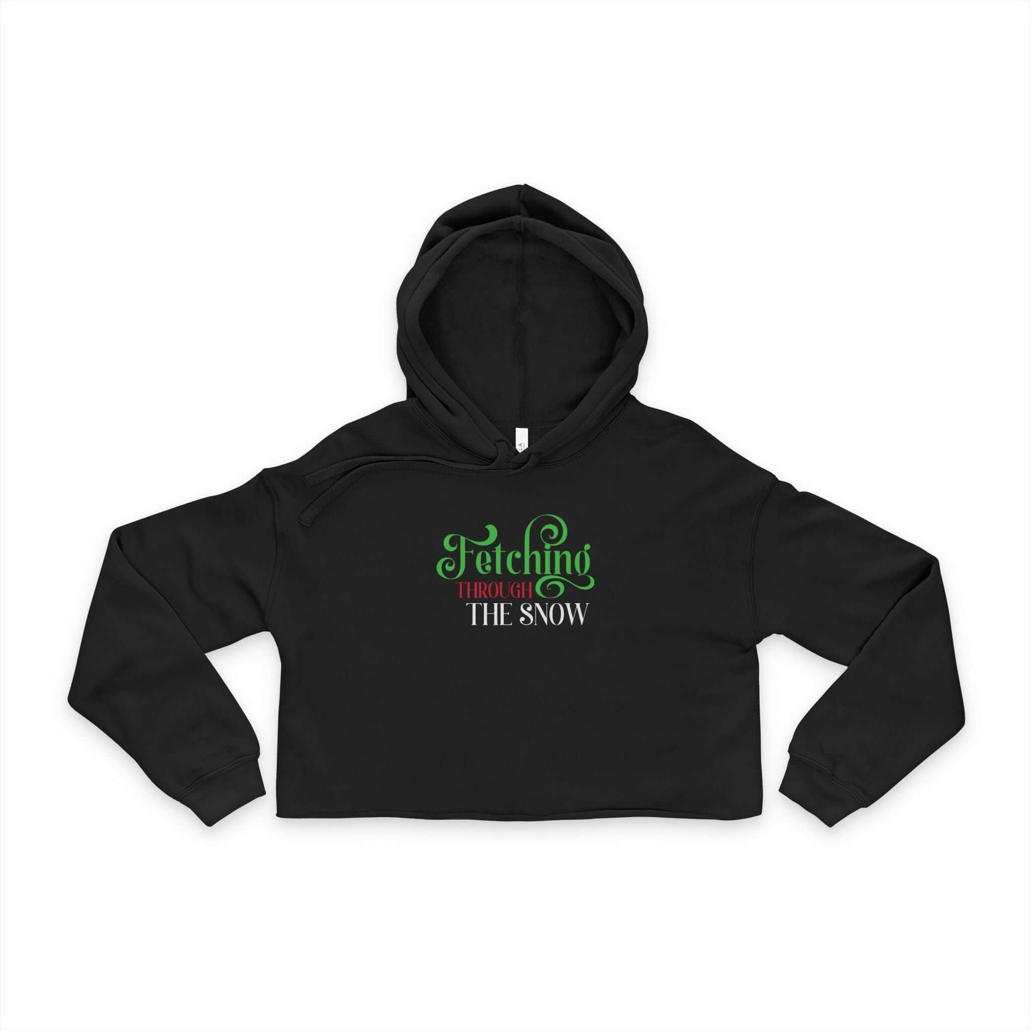Cropped Hoodie — "Fetching the Snow" Festive Dog Lover Cropped Hoodie - Shaggy Chic