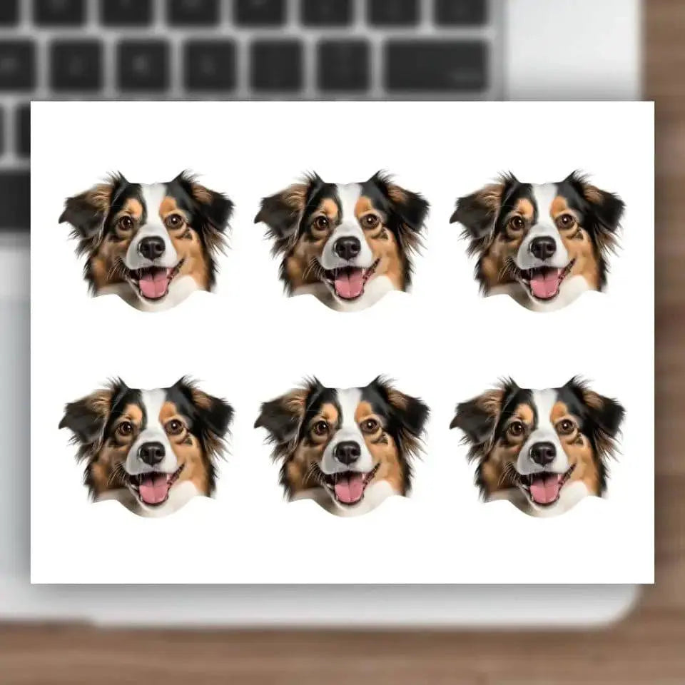 Custom Personalized Dog Photo Vinyl Sticker Sheets - Pet Photo Reusable Stickers - Shaggy Chic