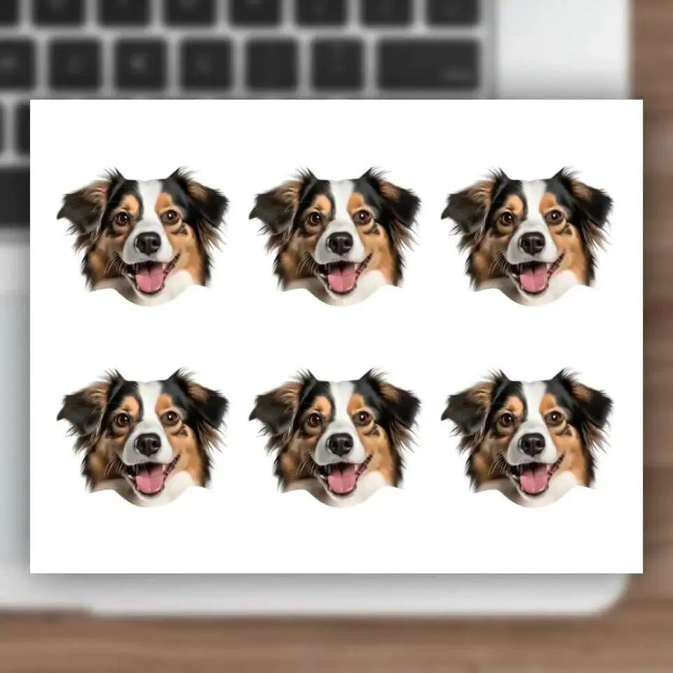 Custom Personalized Dog Photo Vinyl Sticker Sheets - Pet Photo Reusable Stickers - Shaggy Chic