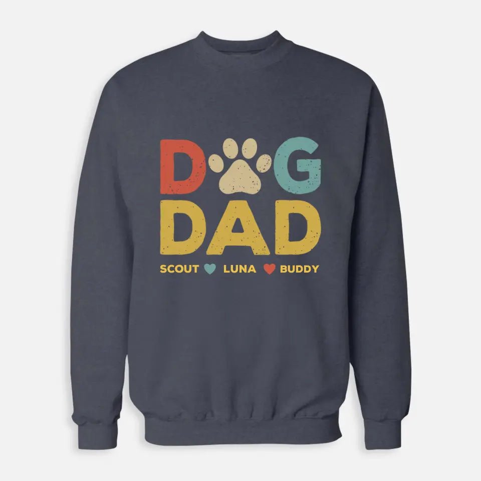 Custom Personalized Names Dog Dad Sweatshirt - Shaggy Chic