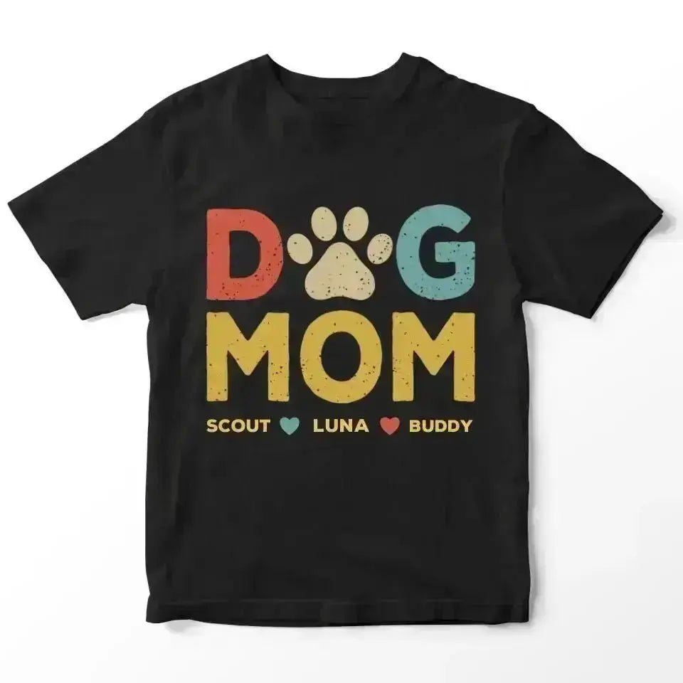 Custom Personalized Names Dog Mom T-Shirt - Shaggy Chic