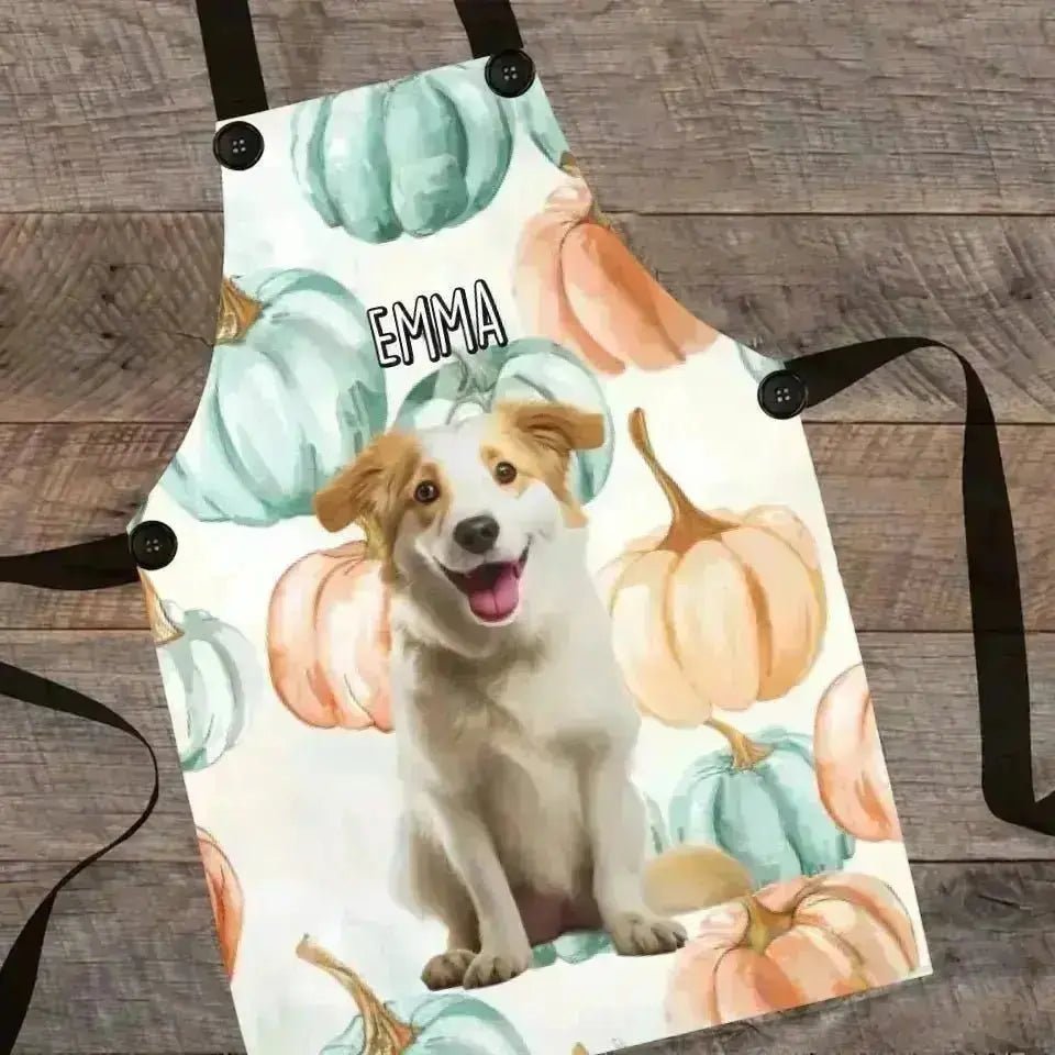 Custom Personalized Pastel Pumpkin Style Dog Photo Apron - Shaggy Chic