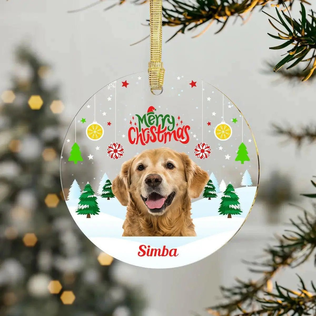 Custom Personalized Pet Photo Acrylic Ornament - Shaggy Chic