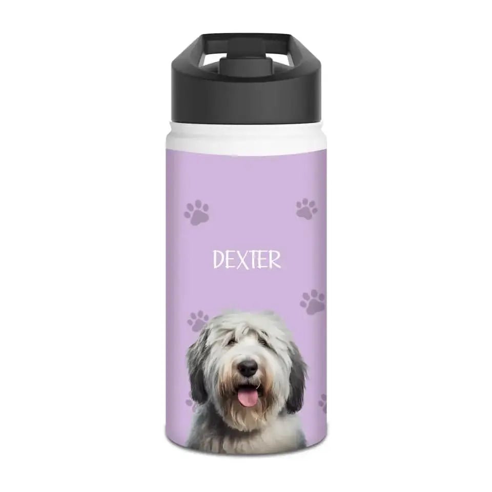 Custom Personalized Pet Photo Stainless Steel Water Bottle - Shaggy Chic