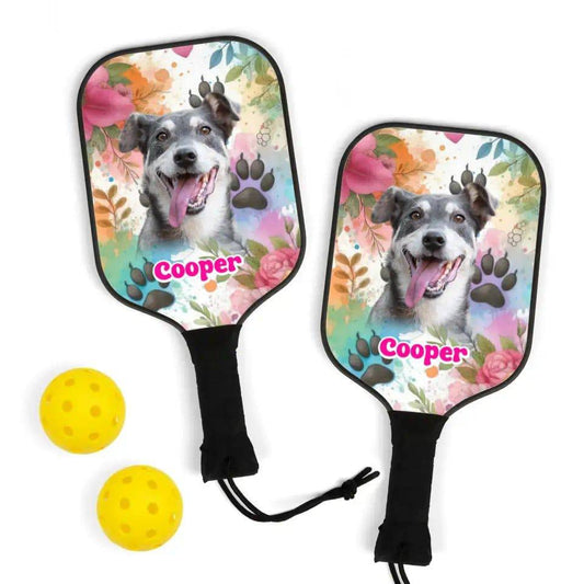 Custom Personalized Photo Dog Pickleball Kit - Shaggy Chic